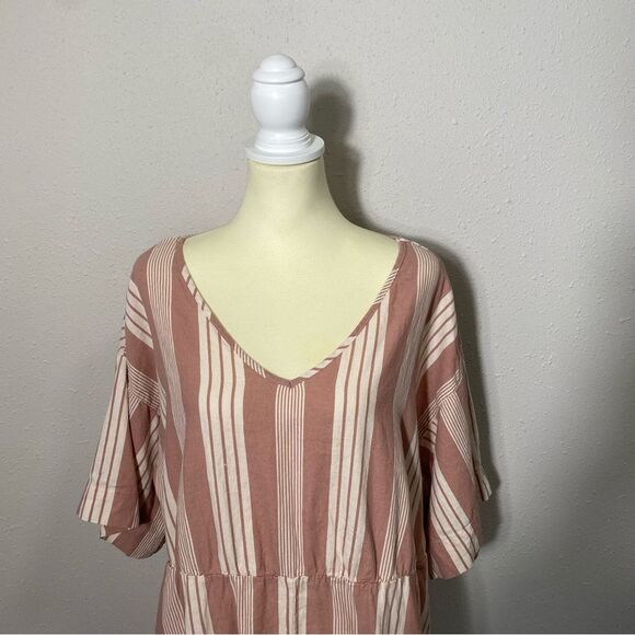 Girl With Curves Linen Blend Striped Casual Beachy Midi Dress Women's Size 1XP - Picture 16 of 16